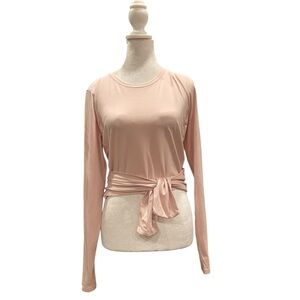 Lululemon Size 10 Blush Pink Wrap Long Sleeve Pima Cotton Top
